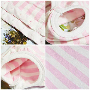 Dog’s Recovery Suit Post Surgery Shirt for Puppy, Wound Protective Clothes for Little Animals(Pink White Stripe-m)