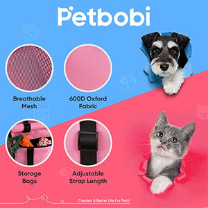 Pet Reinforce Car Booster Seat for Dog Cat Portable and Breathable Bag with Seat Belt Dog Carrier Safety Stable for Travel Look Out,with Clip on Leash with PVC Tube, Pink