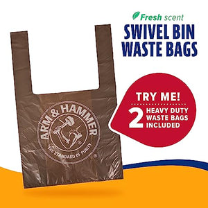 Arm & Hammer Pooper Scooper Swivel Bin & Rake Dog Poop Scooper, Black (2 Scented Waste Bags Included)