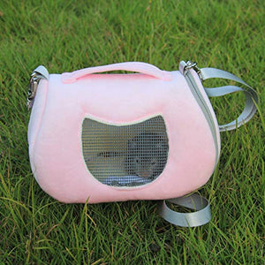 Hamster Carrier Bag Portable Outdoor Travel Handbag with Adjustable Single Shoulder Strap for Hamster Small Pets (Pink)