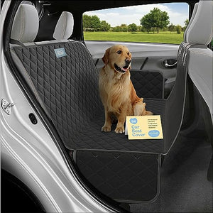 Active Pets Dog Car Seat Cover for Back Seat. Protector Hammock -  Waterproof Pet Trucks, Sedans & SUVs Use with Chom Roller Hair Remover.  Black