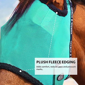 Harrison Howard All Round Mesh Horse Fly Mask UV Protective with Fleece Padded Edging Mint L