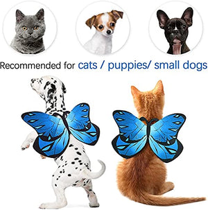 Cat Dog Butterfly Costume Wings for Halloween Party Decoration, Halloween Dog Cat Costume, Puppy Cat Dress Up Accessories (Blue)