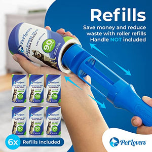 PetLovers Lint Roller Refills - 540 Sheets, Extra Sticky Sheets for Pet Hair, Lint Remover, and Dog & Cat Hair Removal, 6 Pack of Refills