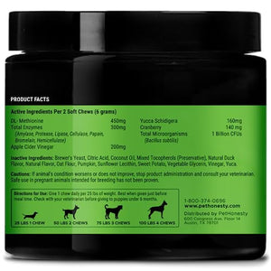 Pet Honesty Grass Green - Grass Burn Spot Chews for Dogs - Dog Pee Grass Spot Saver Caused by Dog Urine - Dog Urine Neutralizer for Lawn - Cranberry, Apple Cider Vinegar, Dog Rocks - Duck (90 ct)