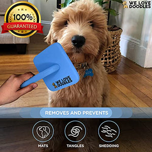 We Love Doodles Dog Slicker Brush for Grooming Pet Hair Poodle Brush for Shedding Medium & Long Haired Dogs Brush - Goldendoodle Long Pin Brush (Large)