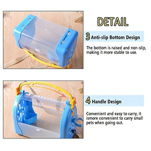 kathson Portable Hamster Cage Dwarf Hamster Carry Travel Cage with Water Bottle Food Bowl Adjustable Strap Pet Outgoing Cage for Gerbil Hedgehog Mice Squirrel