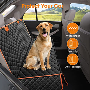 MIXJOY Dog Car Cover for Back Seat Cover Protector Waterproof Dog Seat Covers for Cars, Car Seat Protector for Dogs with 1 Dog Seat Belt, Nonslip Back Seat Cover for Kids, Trucks & SUV