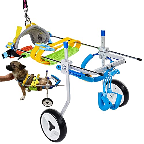 Adjustable Dog Cart/Wheelchair, Animal Exercise Wheels，for Pet/Doggie Wheelchairs with Disabled Hind Legs Walking，Light Weight, Easy Assemble (7-Size)(XSLW)