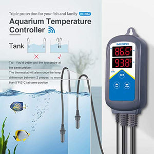 Inkbird ITC-306A WiFi Temperature Controller, Wi-Fi Aquarium Thermostat Heater Controller 120V~1200W Temperature Control with Two Probes only for Heater Aquarium Breeding Reptiles Hatching.