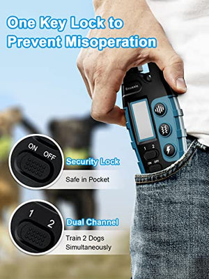 Bousnic Dog Shock Collar 2 Dogs (5-120Lbs) - 3300 ft Waterproof Training Collar for Dogs Large Medium Small with Rechargeable Remote, Beep (1-8) Vibration (1-16) and Humane Shock (1-99) Modes