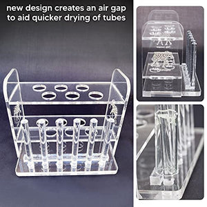 Aquarium Test Tube Holder, Hand-Made Rack, with 6 Slots and 6 Drying Poles, customised for use with Aquarium Test Tubes Including API Test Tubes, by Tililly Concepts