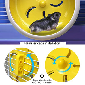 Hamster Wheel,Silent Hamster Wheel,Silent Wheel,Quiet Hamster Wheel,Super-Silent Hamster Exercise Wheel,Adjustable Stand Silent Hamster Wheel for Hamsters,Gerbils,Mice,Small Pet 7in (Yellow)