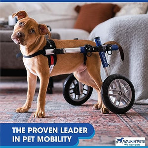 Walkin' Wheels Small Dog Wheelchair, Lightweight Dog Wheelchair for Back Legs, 15-25 lbs, for 6-8 inches Leg Height - Blue