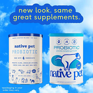 Native Pet Vet Created Probiotic Powder for Dogs Digestive Issues - Probiotic Powder + Prebiotic + Bone Broth - 232 Gram 6 Billion CFU- Probiotics Dogs Will Love! (8.2 oz)