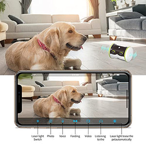 LINKSUS Smart Pet Camera 1080P HD Dog Camera with Phone App 2-Way Audio and Night Vision Remote Control with Treat Dispenser Automatic & Interactive Toys for Cats(2,4G WiFi)