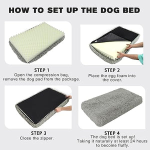 MIHIKK Large Dog Bed, Orthopedic Egg Crate Foam Dog Bed with Removable Washable Cover, Waterproof Dog Mattress Nonskid Bottom, Comfy Anti Anxiety Pet Bed Mat, 35x22 inch, Gray