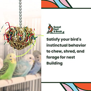 Sweet Feet and Beak Super Shredder Ball - Bird Toys Cage Accessories, Keep Your Birds Foraging for Treasures, Non-Toxic Toys for Birds Big and Small, Shredder Toy Birds Will Love Parrot to Finches