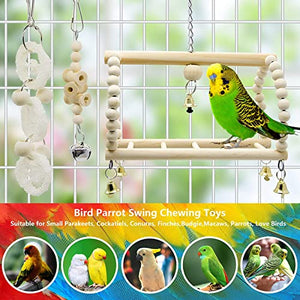 Deloky 7 Packs Parrot Swing Chewing Toys-Hanging Bell Bird Cage Toys Suitable for Small Parakeets, Cockatiels, Conures, Finches,Budgie,Macaws, Parrots, Love Birds