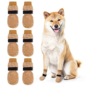 BEAUTYZOO Dog Socks to Prevent Licking for Hardwood Floors - Socks for Small Medium Large Dogs - Hot/Cold Pavement Traction Control Non Skid Anti Slip Socks for Puppy Old Senior Dog, Paw Protector