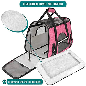 PetAmi Airline Approved Pet Carrier for Cat, Soft Sided Dog Carrier for Small Dog, Cat Travel Supplies Accessories Indoor Cat, Ventilated Pet Carrying Bag Medium Large Kitten Puppy, Small Heather Pink