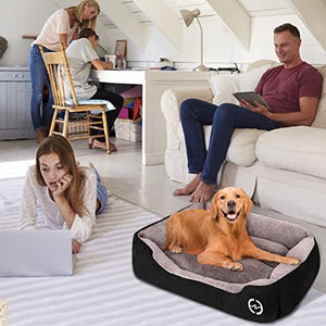 PUPPBUDD Dog Beds for Large Dogs, Rectangle Washable Dog Bed Comfortable and Breathable Pet Sofa Warming Orthopedic Dog Bed for Large Medium Dogs