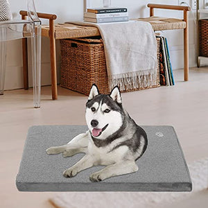 EMPSIGN Stylish Dog Bed Mat Dog Crate Pad Mattress Reversible (Cool & Warm), Water Proof Linings, Removable Machine Washable Cover, Firm Support Pet Crate Bed for Small to XX-Large Dogs, Grey