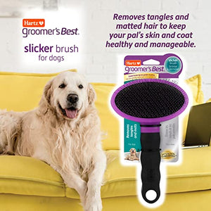 Hartz Groomer's Best Deshedding Slicker Dog Brush, Black/Violet