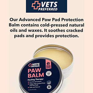 Vets Preferred Paw Balm Pad Protector for Dogs – Dog Paw Balm Soother – Heals, Repairs and Moisturizes Dry Noses and Paws – Ideal for Extreme Weather Season Conditions - 2 Oz