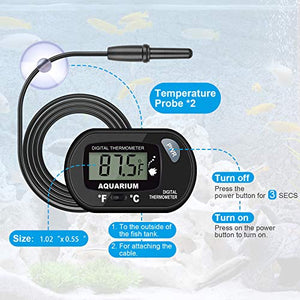 2-Pack Aquarium Thermometer, Fish Tank Thermometer, AikTryee Water Thermometer with 3.3ft Cord Fahrenheit/Celsius(℉/℃) for Vehicle Reptile Terrarium Fish Tank Refrigerator.