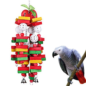 Bird Chewing Toy Large Medium Parrot Cage Bite Toys African Grey Macaws Cockatoos Eclectus Amazon (Apple-22inch)