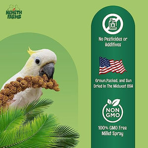 Nemeth Farms–Natural Sun Dried Millet Spray for Pet Birds–Bulk Parrot Seed Treats and Parrot Food–Natural Non GMO Millet Spray–Cockatiels Lovebirds Parakeet 2 lbs.