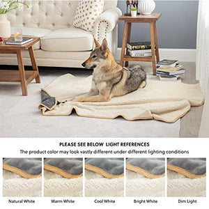 Bedsure Waterproof Dog Blankets for Small Dogs - Small Cat Blanket Washable for Couch Protection, Sherpa Fleece Puppy Blanket, Soft Plush Reversible Throw Furniture Protector, 25"X35", Grey