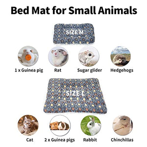 Amakunft 2 Pcs Guinea Pig Bed Mat Washable, Rabbit Winter Bed Pad for Indoor, Warm Small Animal Bed Mattres, Fleece Sleeping Pad for Bunny, Rat, Hedgehog, Sugar Glider, Chinchilla