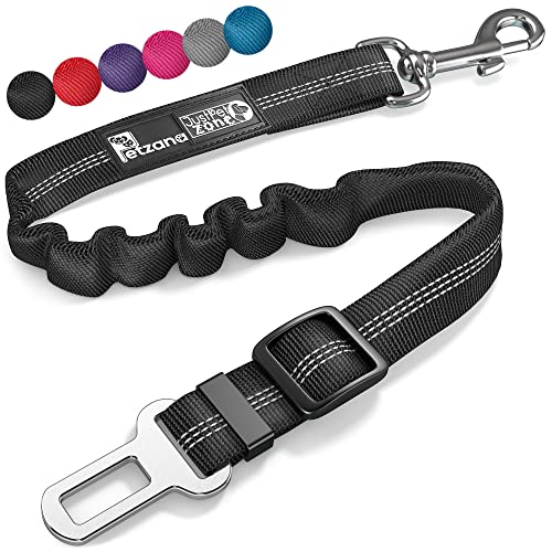 PETZANA Seat Belt for Dogs with Elastic Bungee Buffer | Car Travel Accessories for Dogs Adjustible, Elastic (Black)