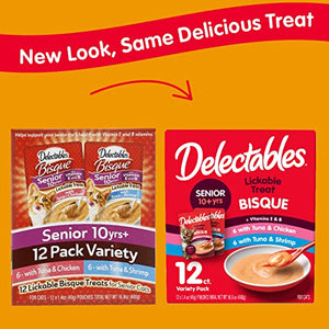 Delectables Bisque Senior Variety Lickable Cat Treat, 12 Count