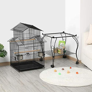 Yaheetech 55-inch Rolling Standing Triple Roof Top Medium Parrot Cage for Mid-Sized Parrots Cockatiels Sun Parakeets Green Cheek Conures Caique Pet Bird Cage with Detachable Stand