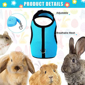 SATINIOR 2 Pieces Bunny Rabbit Harness with Leash Cute Adjustable Buckle Breathable Mesh Vest for Kitten Puppy Small Pets Walking (M, Blue, Pink) Medium