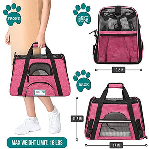 PetAmi Airline Approved Pet Carrier for Cat, Soft Sided Dog Carrier for Small Dog, Cat Travel Supplies Accessories Indoor Cat, Ventilated Pet Carrying Bag Medium Large Kitten Puppy, Small Heather Pink