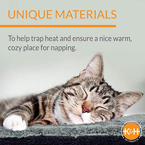 K&H PET PRODUCTS Self-Warming Cat Bed Pad, Self-Heating Thermal Cat and Dog Bed Mat, Pet Warming Pad for Cats, Cat Warmer Mat for Feral and Indoor Cats, Oatmeal/Chocolate 21 X 17 Inches