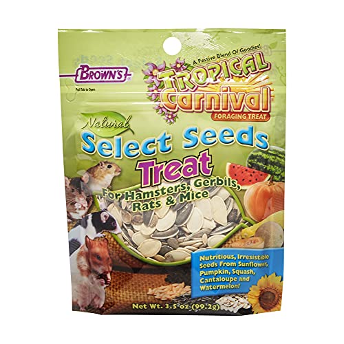 F.M. Brown's Tropical Carnival Natural Select Seeds Treat - Fiber, Antioxidants, and Essential Minerals for Hamsters, Gerbils, Rats, and Mice - 3.5 oz