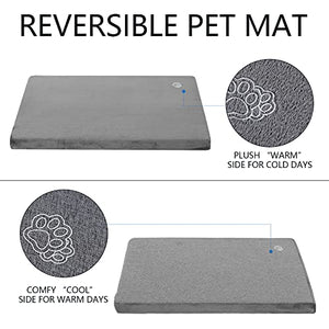 EMPSIGN Stylish Dog Bed Mat Dog Crate Pad Mattress Reversible (Cool & Warm), Water Proof Linings, Removable Machine Washable Cover, Firm Support Pet Crate Bed for Small to XX-Large Dogs, Grey