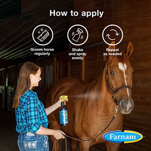 Farnam Endure Sweat-Resistant Horse Fly Spray, Kills, Repels, Protects, 32 Ounces, Quart Spray