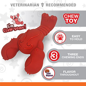 Nylabone Lobster Dog Toy Power Chew – Cute Dog Toys for Aggressive Chewers – with a Funny Twist! Filet Mignon Flavor, X-Large/Souper