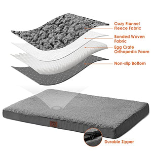 EHEYCIGA 41 Inches Washable Dog Beds for Extra Large Dogs, XL Dog Bed with Removable Cover for Crate, Orthopedic Foam Pet Bed Dog Mat Mattress Cushions for XLarge Dogs, Fits Up to 85 Lbs Pets, Grey