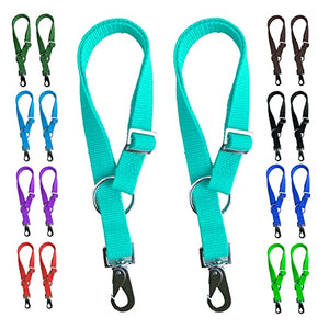 Majestic Ally Pack of 2 Horse Water Bucket Strap Hangers - Adjustable 18” to 30” Length – Practical and Easy Design for Indoor or Outdoor Use (Turquoise)