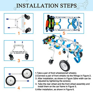 HobeyHove Adjustable 4-Wheel Dog Cart/Wheelchair, Animal Exercise Wheels，for Pet/Doggie Wheelchairs with Disabled Hind Legs Walking，Light Weight, Easy Assemble(7-Size) (XXS)