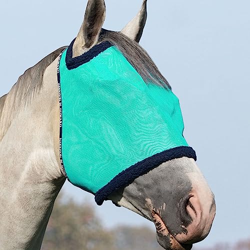 Harrison Howard All Round Mesh Horse Fly Mask UV Protective with Fleece Padded Edging Mint L