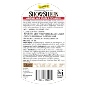 Absorbine ShowSheen Hair Polish & Detangler 32oz Refill Bottle, Horse and Dog Coat, Mane and Tail, Instant Detangling & Reduces Hair Breakage for Healthy Grooming & Radiant Shine