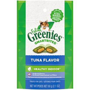 Greenies SMARTBITES HEALTHY INDOOR Natural Treats for Cats, Tuna Flavor, 2.1 oz. Pouch